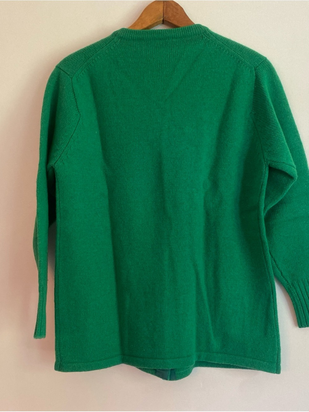 Emerald Green Gold Button-Front Cardigan with Patch Pockets Vintage Deans Wool - Picture 6 of 8